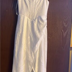 Lulu's White Sheath Strapless Dress Sweetheart Neckline